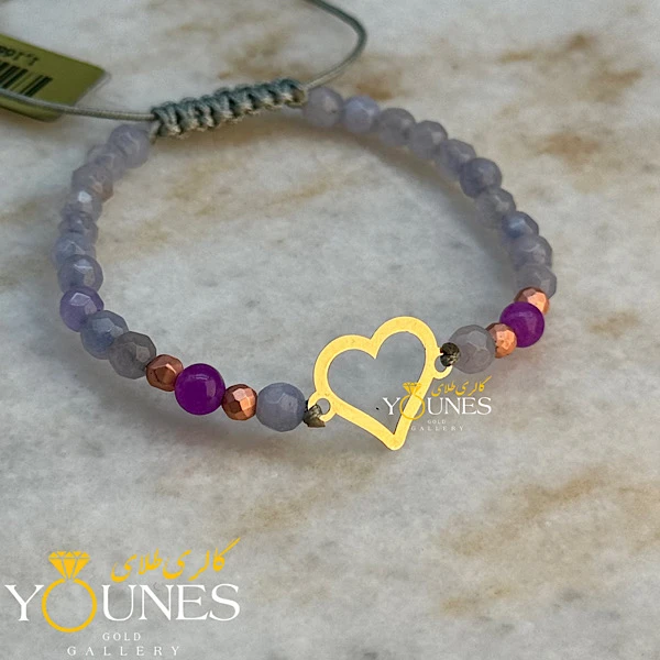 دستبند سنگی قلب ساده طلا لیزری